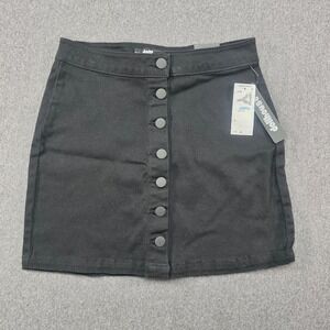 Dollhouse Juniors Women Black Denim Button Front Skirt‎ Goth Size 5 / 27" waist